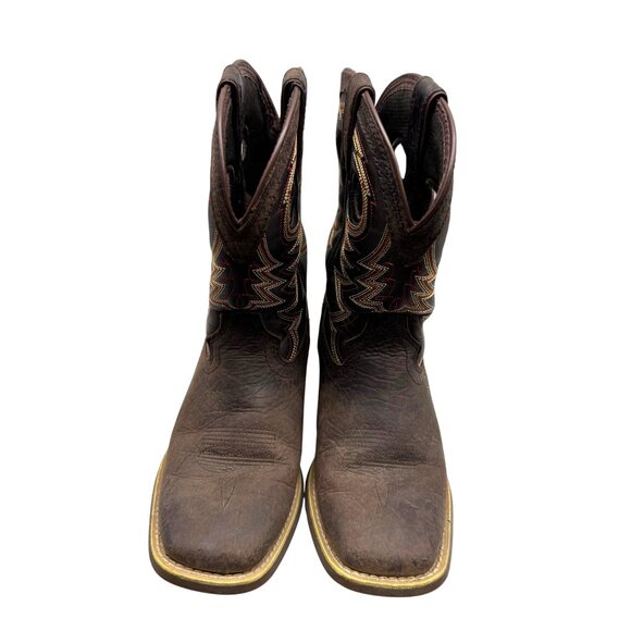 Durango Lil' Rebel Pro Brown Leather Square toe 8" Western Cowboy Boot Kids 2M - Picture 3 of 12